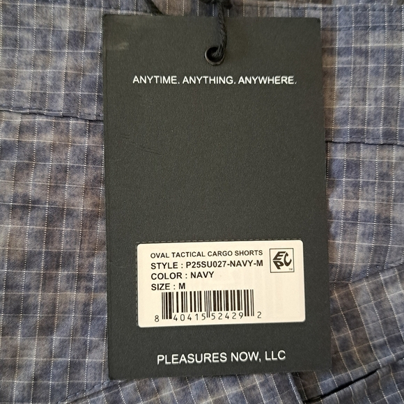 Pleasures Mens Shorts Blue Oval Tactical Cargo Shorts Check Pattern Size Medium - Picture 8 of 15